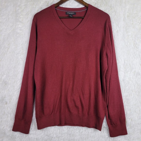 Banana Republic Other - Banana Republic Mens Luxury Blend V-Neck Sweater Burgundy Silk Cashmere Large